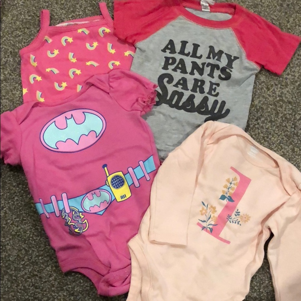 Graphic tee onesies- 4 pieces